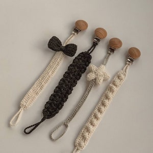 Attaches-tétines pour fille et garçon, attache-tétine boho ours fleur lune et étoile, cadeau de shower de bébé neutre, cadeau bébé fille et garçon nouveau-né