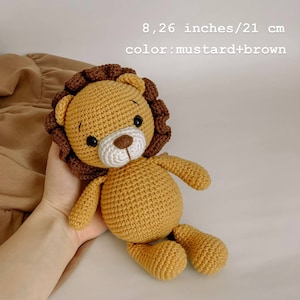 Personalized stuffed lion animal toy, baby and toddler toy for christmas, safari stuff animal, crochet lion plush toy, 1 year old baby gift image 3