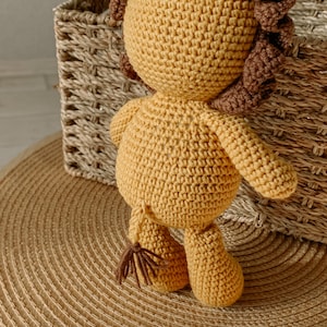 Personalized stuffed lion animal toy, baby and toddler toy for christmas, safari stuff animal, crochet lion plush toy, 1 year old baby gift image 6