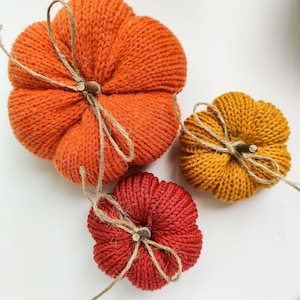 PDF knitting pattern, knit pumpkins, diy fall decor