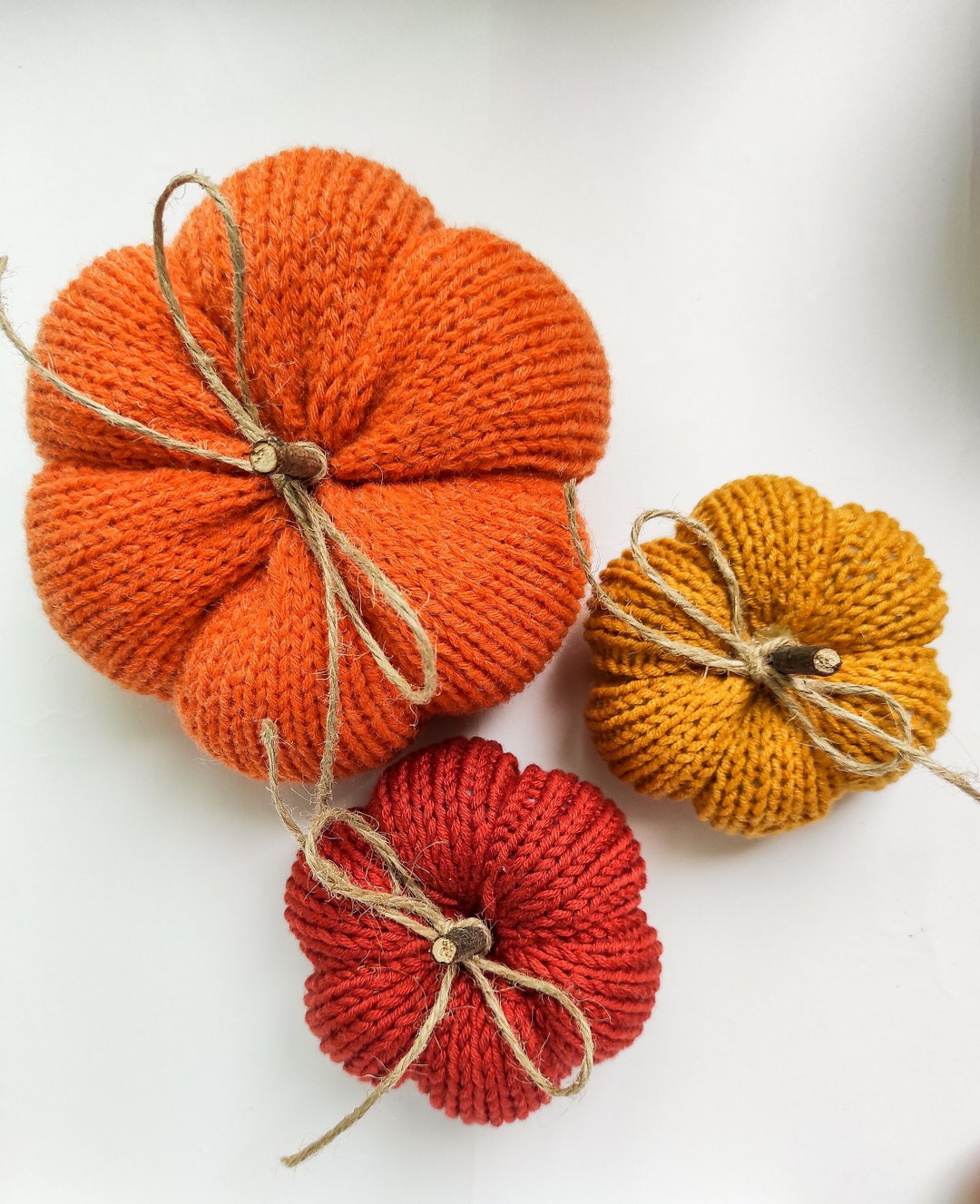 PDF Knitting Pattern Knit Pumpkins Diy Fall Decor Etsy