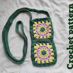 Umhängetasche Häkeln Muster, Handytasche Häkeln Muster, Häkeltasche Oma Quadrat Beutel Muster, Blumen Häkeltasche Muster