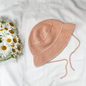 Crochet Baby Bucket Hat: Cotton Sun Hat with Chin Strap