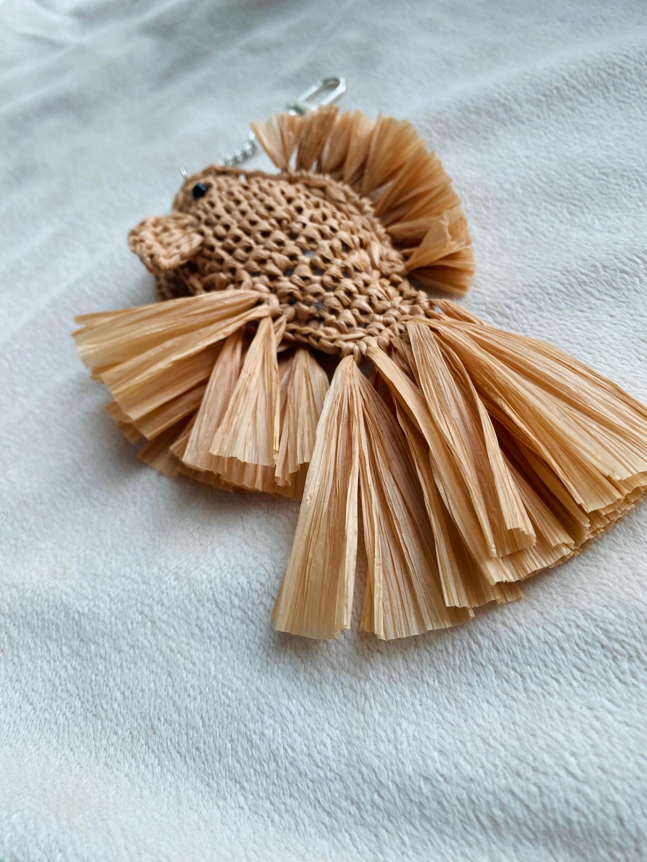 Raffia Keychains Handmade Raffia Fish Keychain | Fisherman Aesthetic Bag Charm | Natural ...