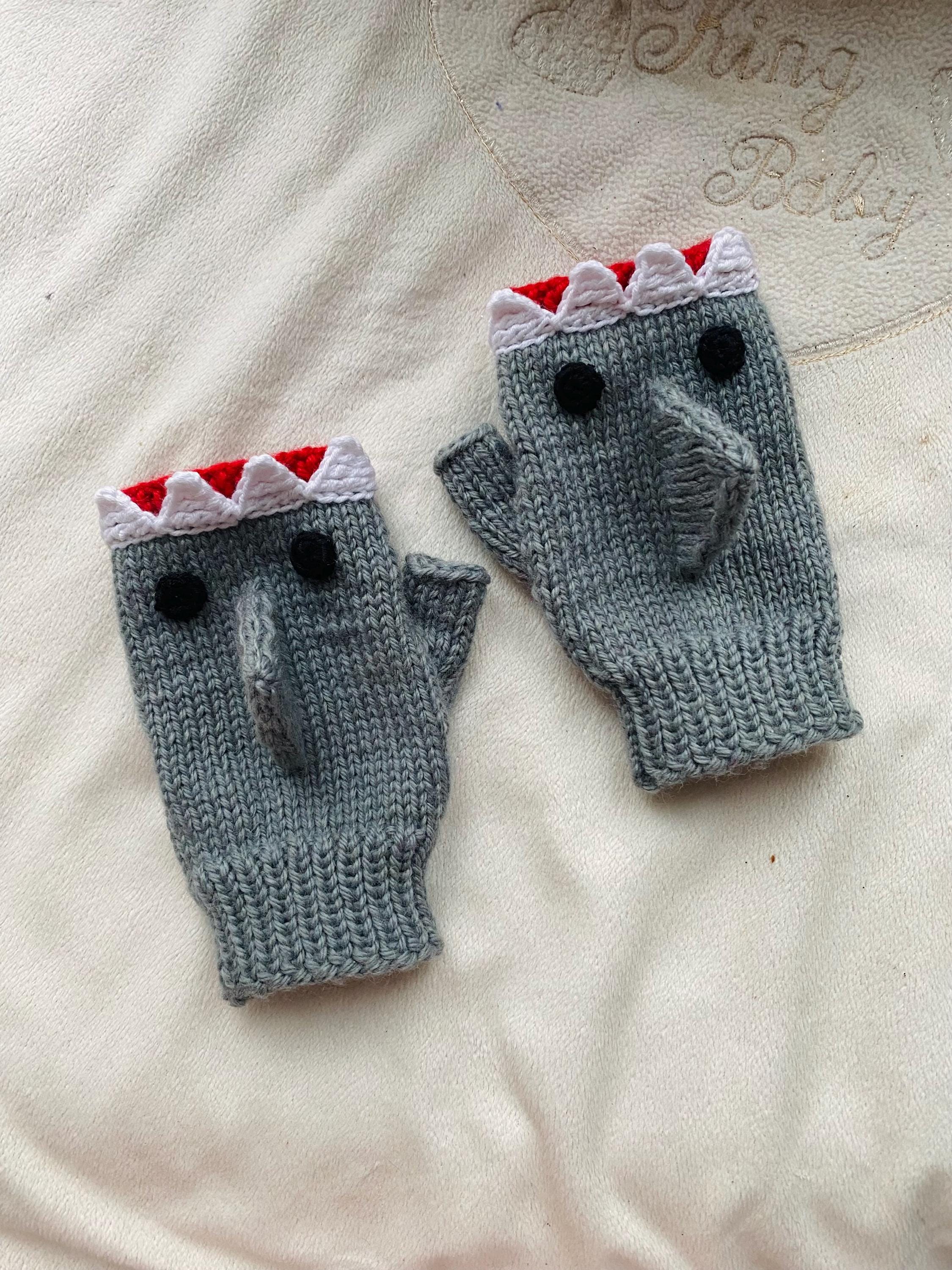 Knit Wool Blend Shark Fingerless Gloves: Ocean Lover Gift - Etsy