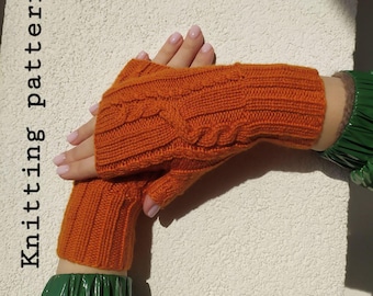 Fingerless Gloves Knitting Pattern: Cable Knit Hand Warmers (PDF)