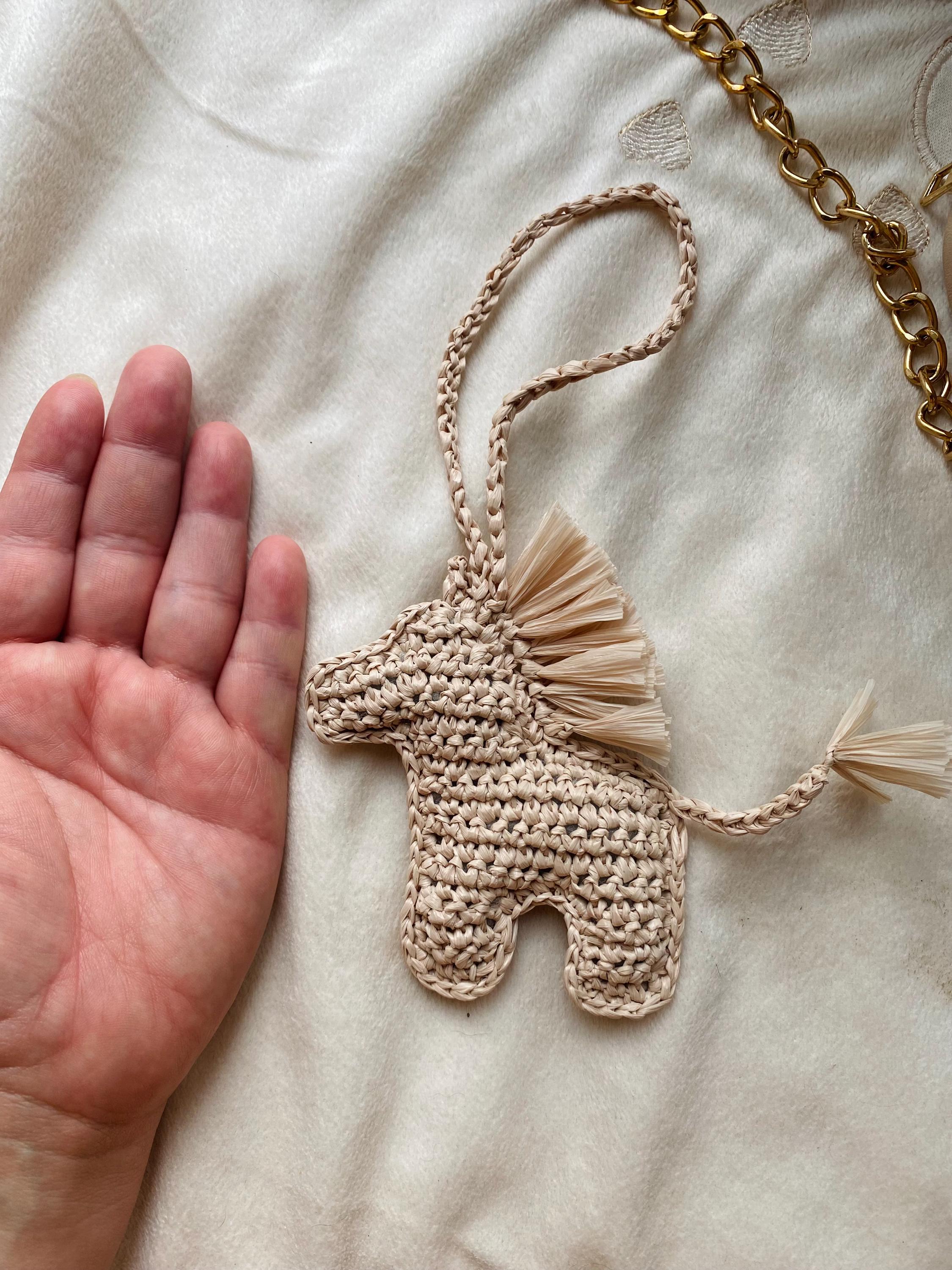 Raffia Keychains Crochet Pony Bag Charm Pattern: Raffia Horse Keychain DIY (PDF Pattern ...