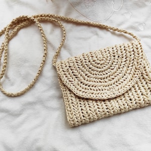 Handmade small crossbody bag, custom colours, straw bag, crossbody crocheted bag, crossbody purse, Ukraine shop, Ukrainian artist