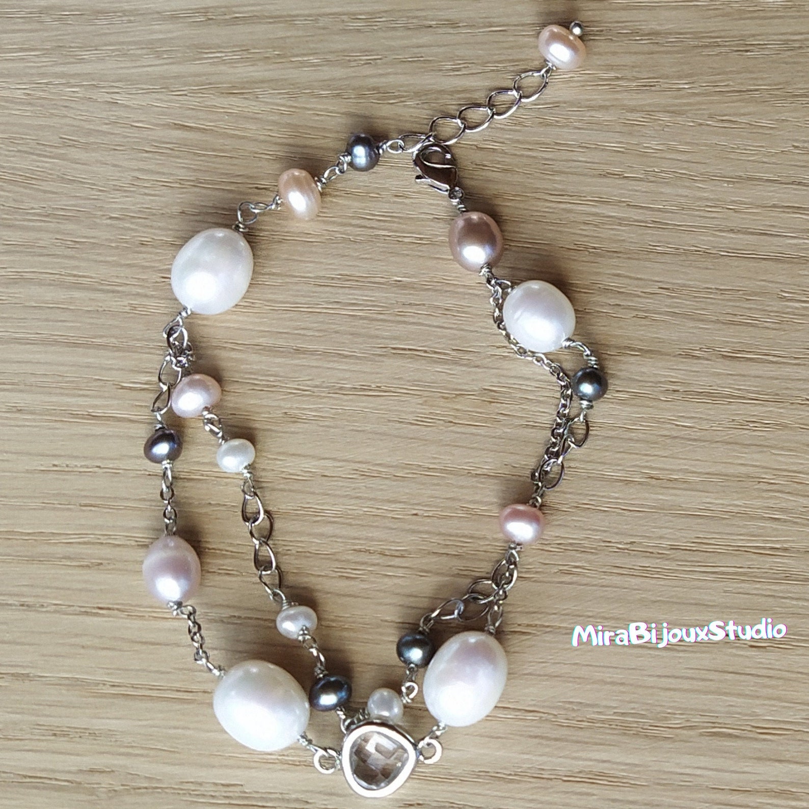 Double strand pearl bracelet Freshwater pearl bracelet for | Etsy