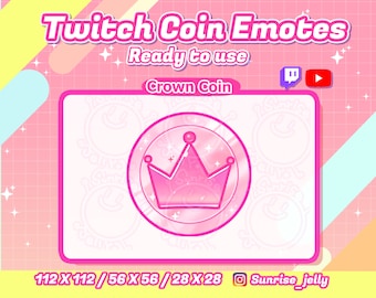 KING PINK Money Coin Emote / Channel Point / CROWN / Badges / Kawaii / Streamer / Gold / Donation / twitch / youtube / Streamer Graphics