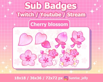 Twitch Sub Badges - Cherry blossom / Bit Badges / Cute sub badges / Kawaii / Streamer / Pastel / youtube Badges / flower / Sakura sub badges