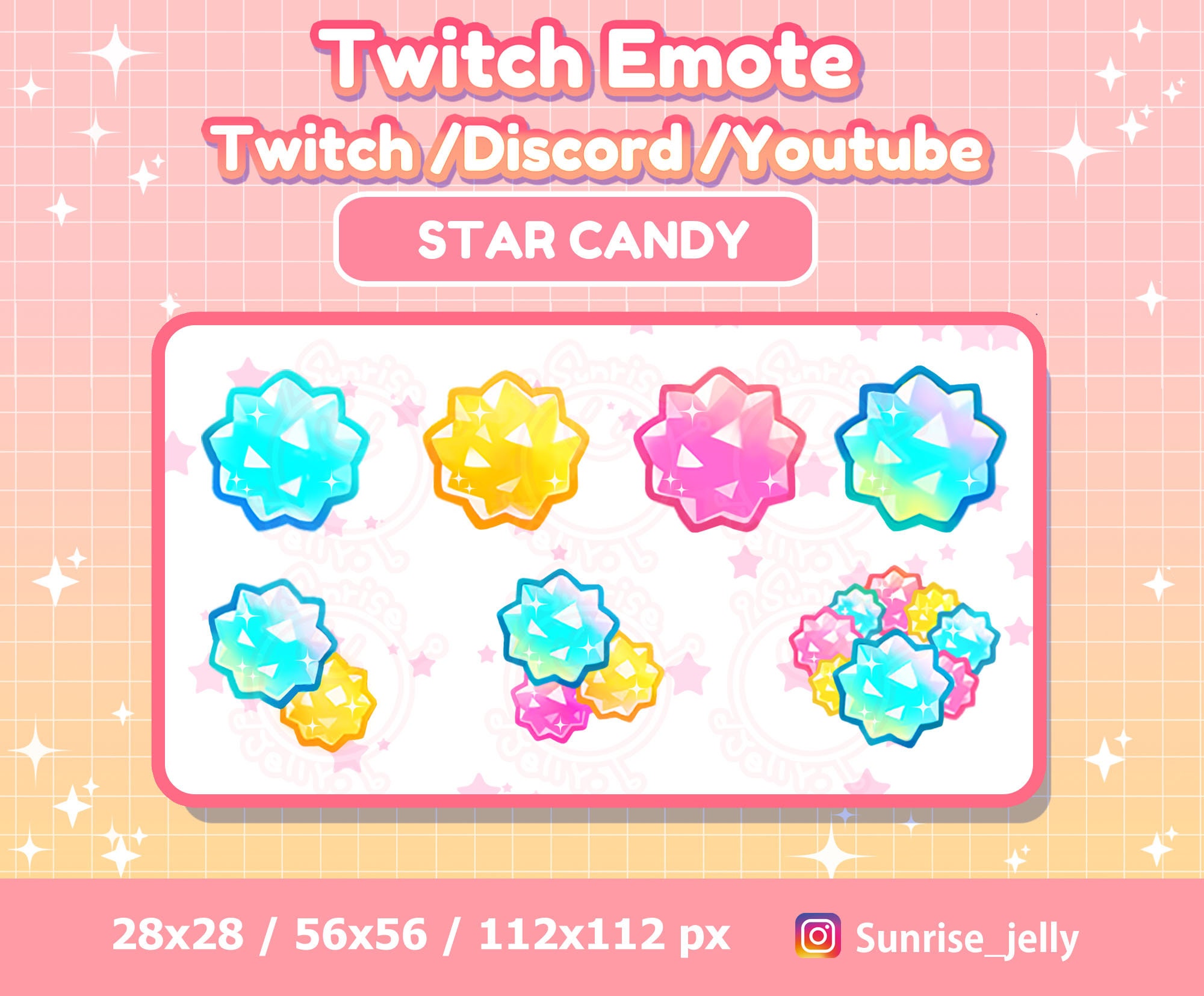 Twitch Emotes Star Candy Channel Point Cute Sub Badges Etsy