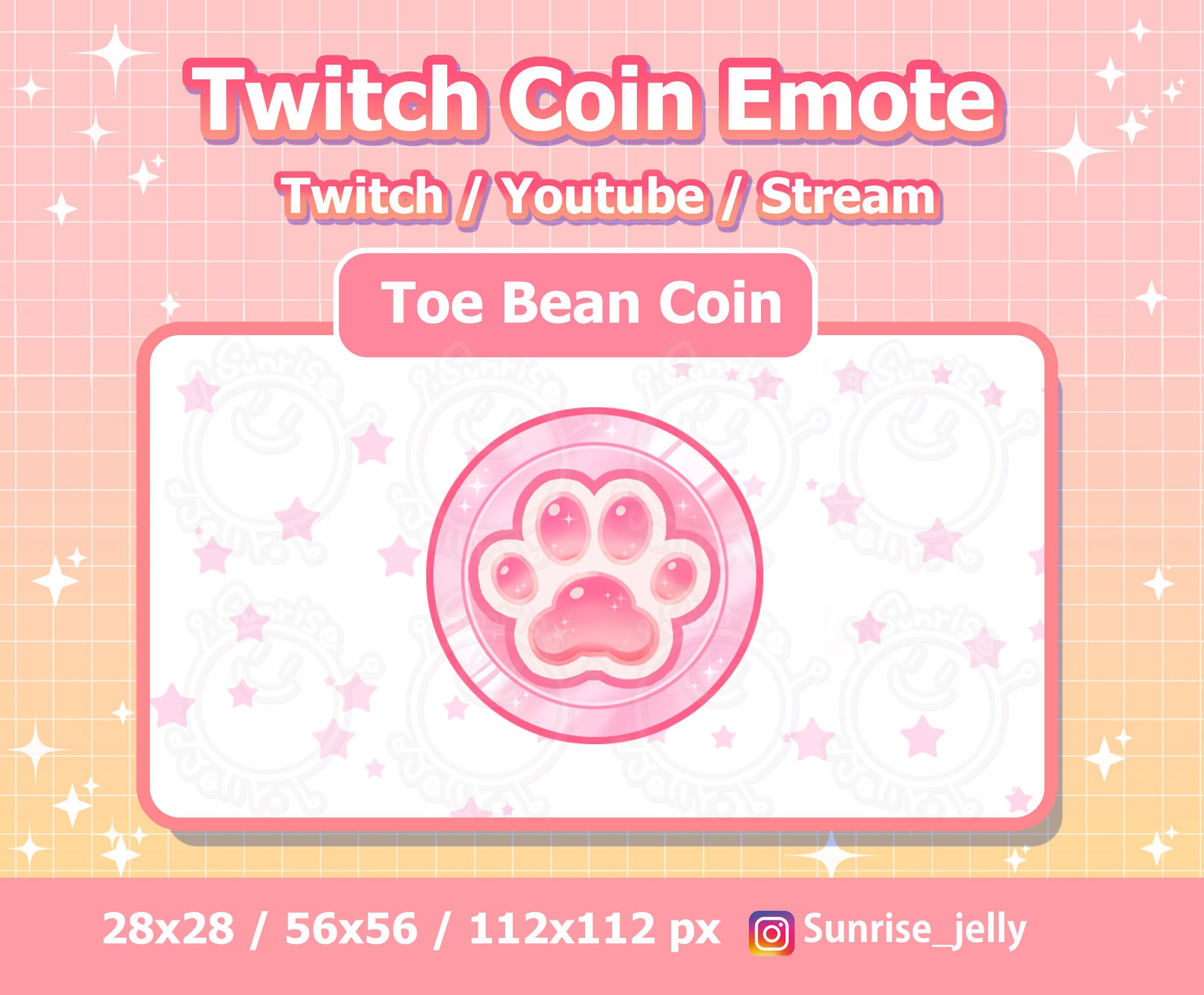 Twitch Pink Toe Bean Coin Emote / Cute Cat Paw / Channel Point / Past…