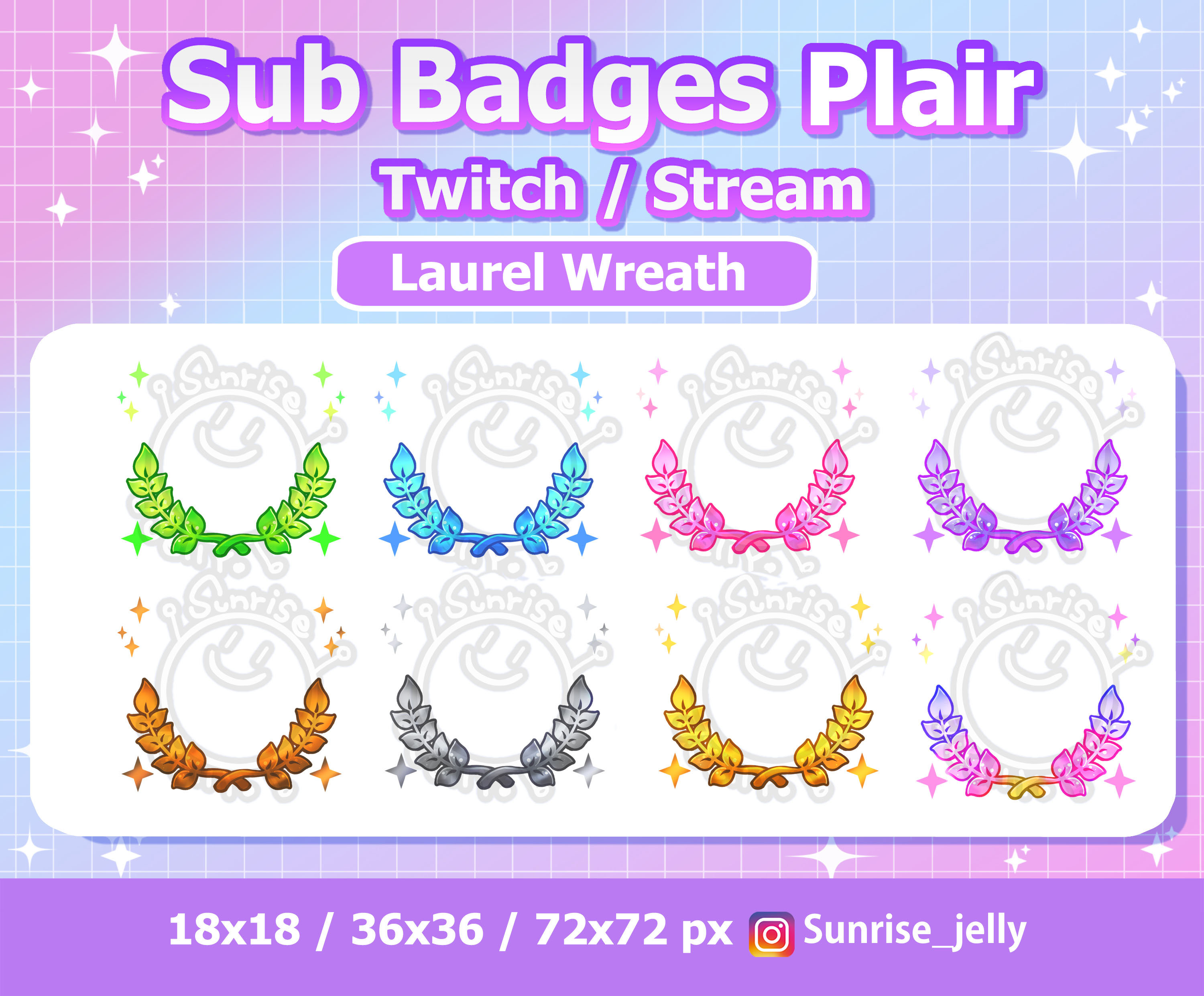 Twitch Sub Badge Flair Laurel Wreath Flair (Instant Download) 