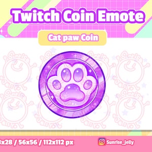 Twitch Emote - Purple Cat paw Coin / Toe Bean Coin/ Cute / Discord Emote / Channel Point  / Dog / Streamer / Gold / Donation / Youtube