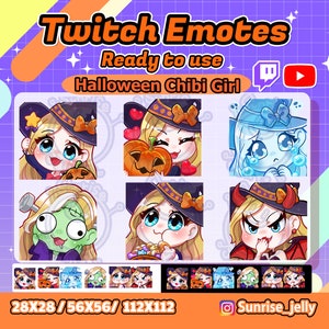 Witch Twitch Emotes / Blond Hair Blue Eyes / Chibi Girl / - Etsy