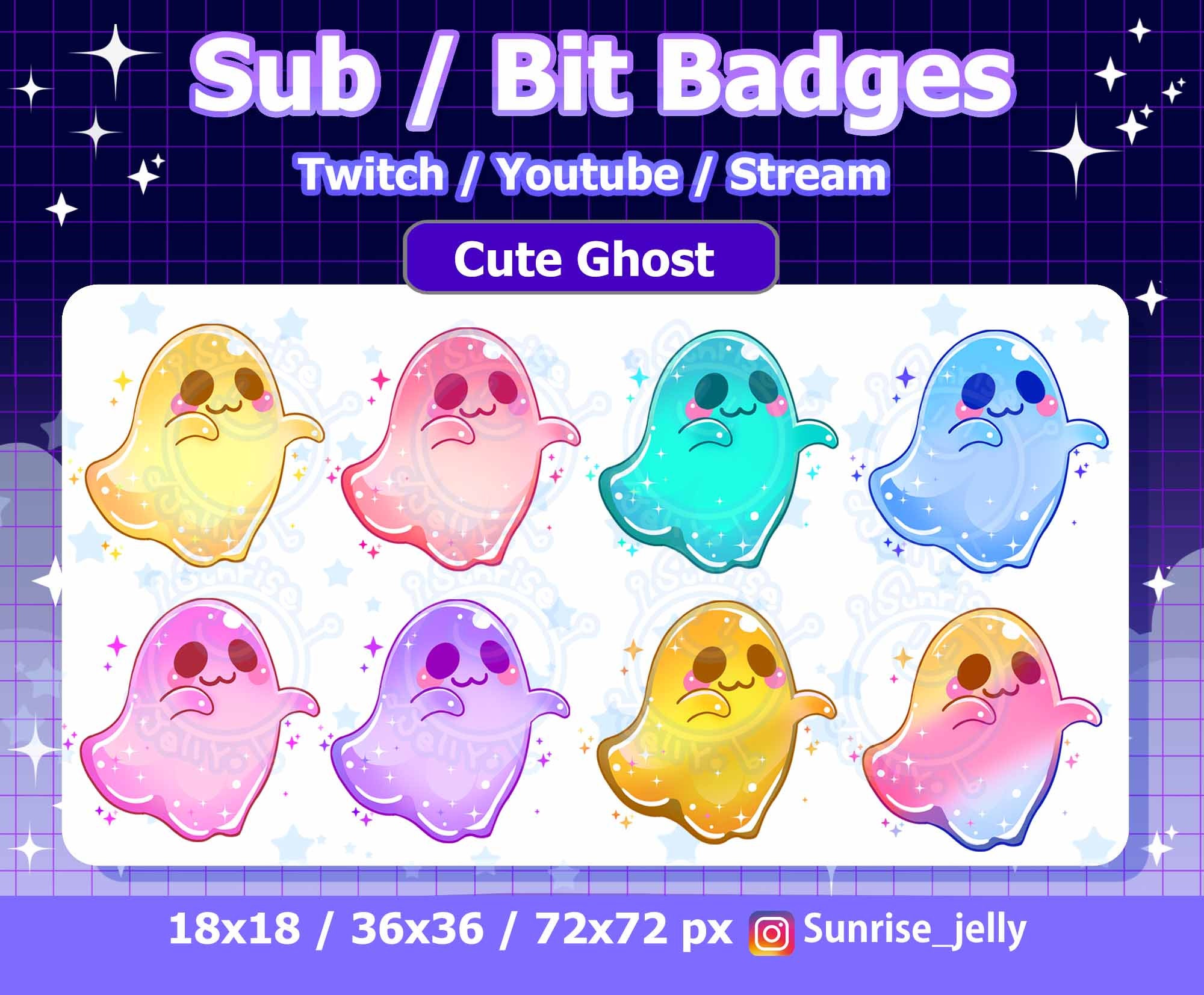 Twitch Sub Badges Cute Ghost / Bit Badges / Emote / Cute sub Etsy