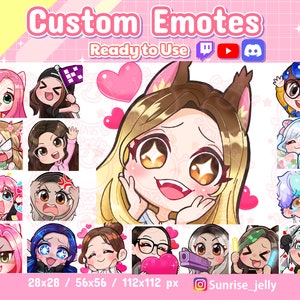 Custom Emotes / Twitch Emoji for streamer / Twitch / Discord / youtube / Cute Chibi anime style / Commission