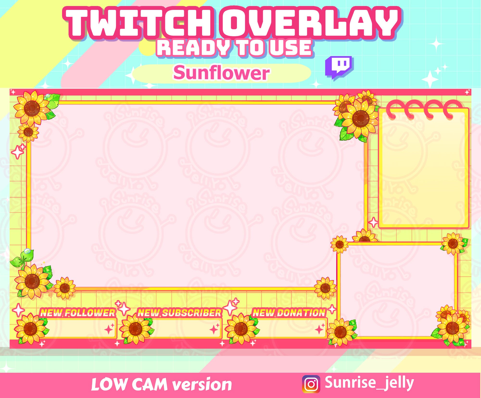 Twitch Sunflower Stream Overlay / Streamer Graphics / Kawaii | Etsy