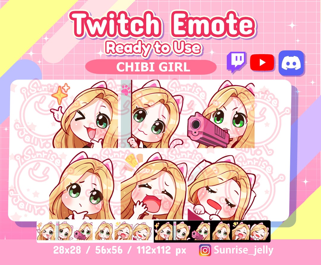 Twitch Emotes / Blond Hair Green Eyes / Chibi Girl / Twitch - Etsy