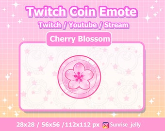 Twitch Cherry blossom Coin Emote / SAKURA / Channel Point / Pastel / Badges / Kawaii / Streamer / Gold / Donation / Streamer Graphics