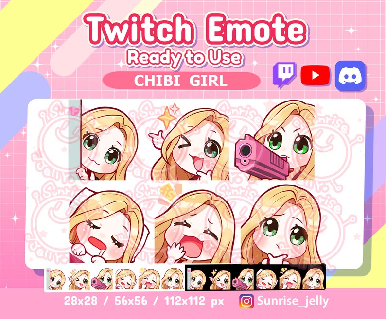 Twitch Emotes MEGA Pack / Blond Hair Green Eyes / Chibi Girl / - Etsy