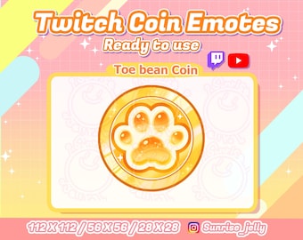 Twitch Gold Toe Bean Coin Emote / Cute Cat Paw / Channel Point / Pastel / Badges / Kawaii / Streamer / Gold / Donation / Streamer Graphics