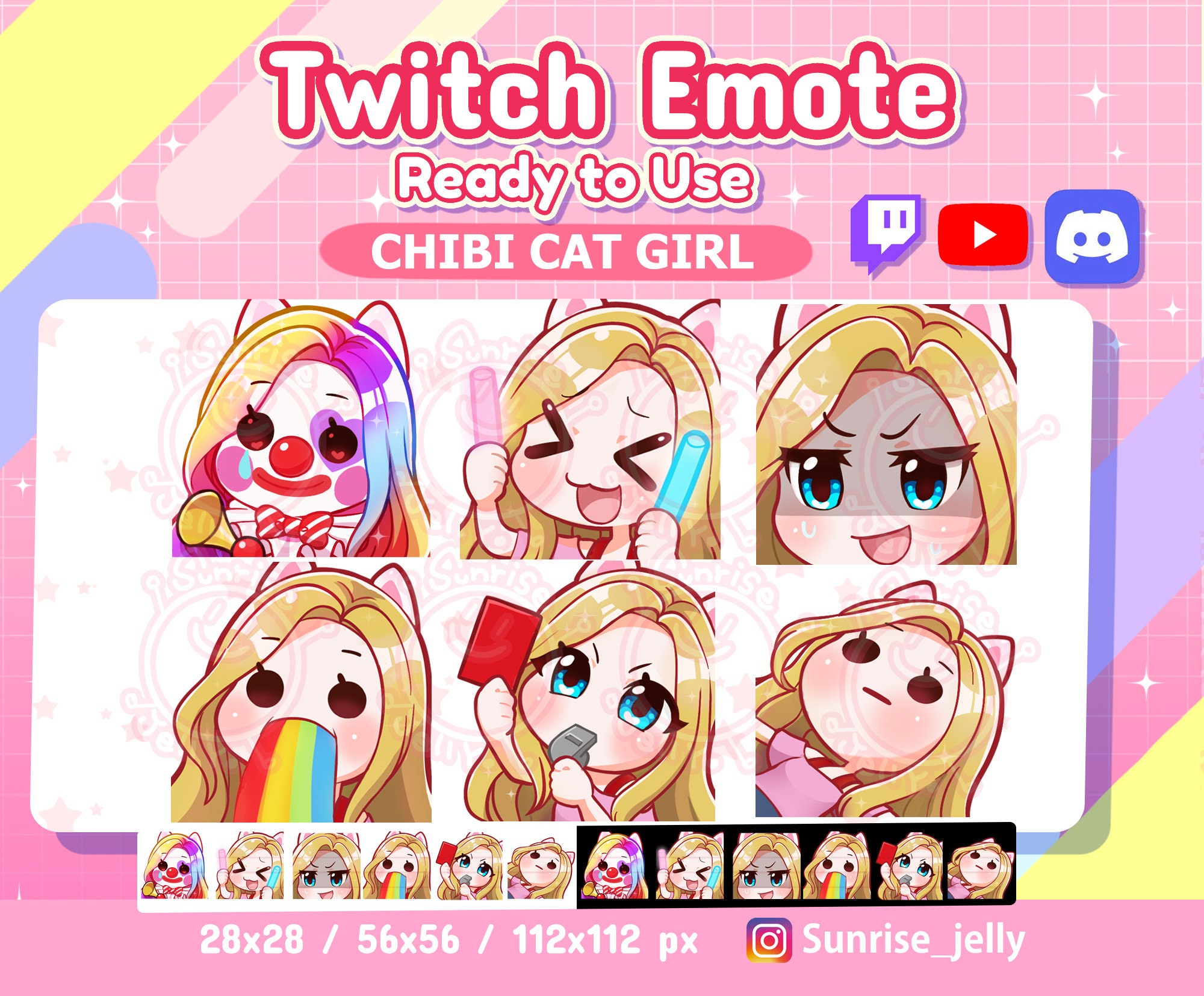 Twitch Blonde hair chibi girl emotes / Blue eyes Girl chibi -  Portugal