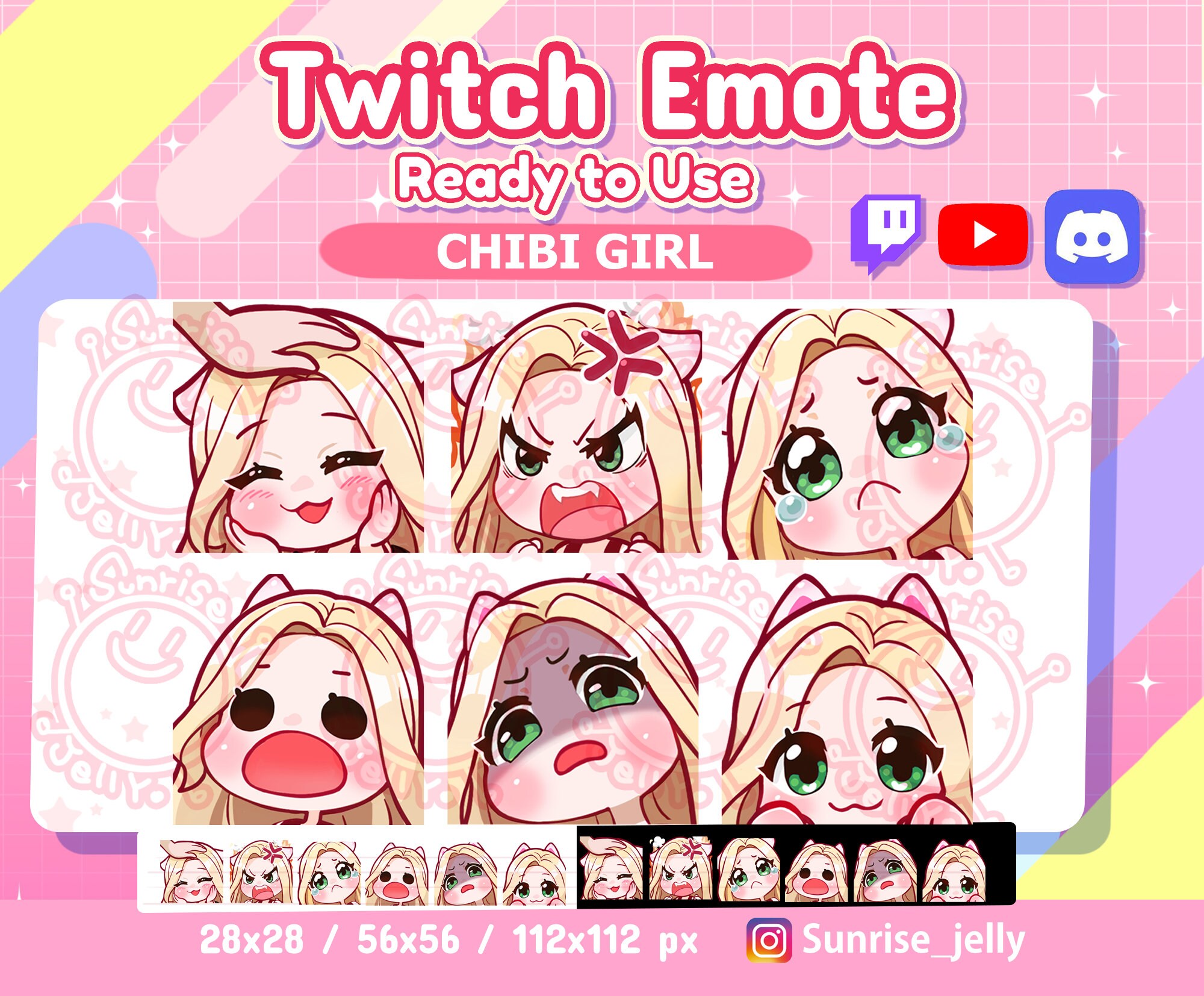 Twitch Emotes MEGA Pack / Platinum Blond Hair Green Eyes / | Etsy