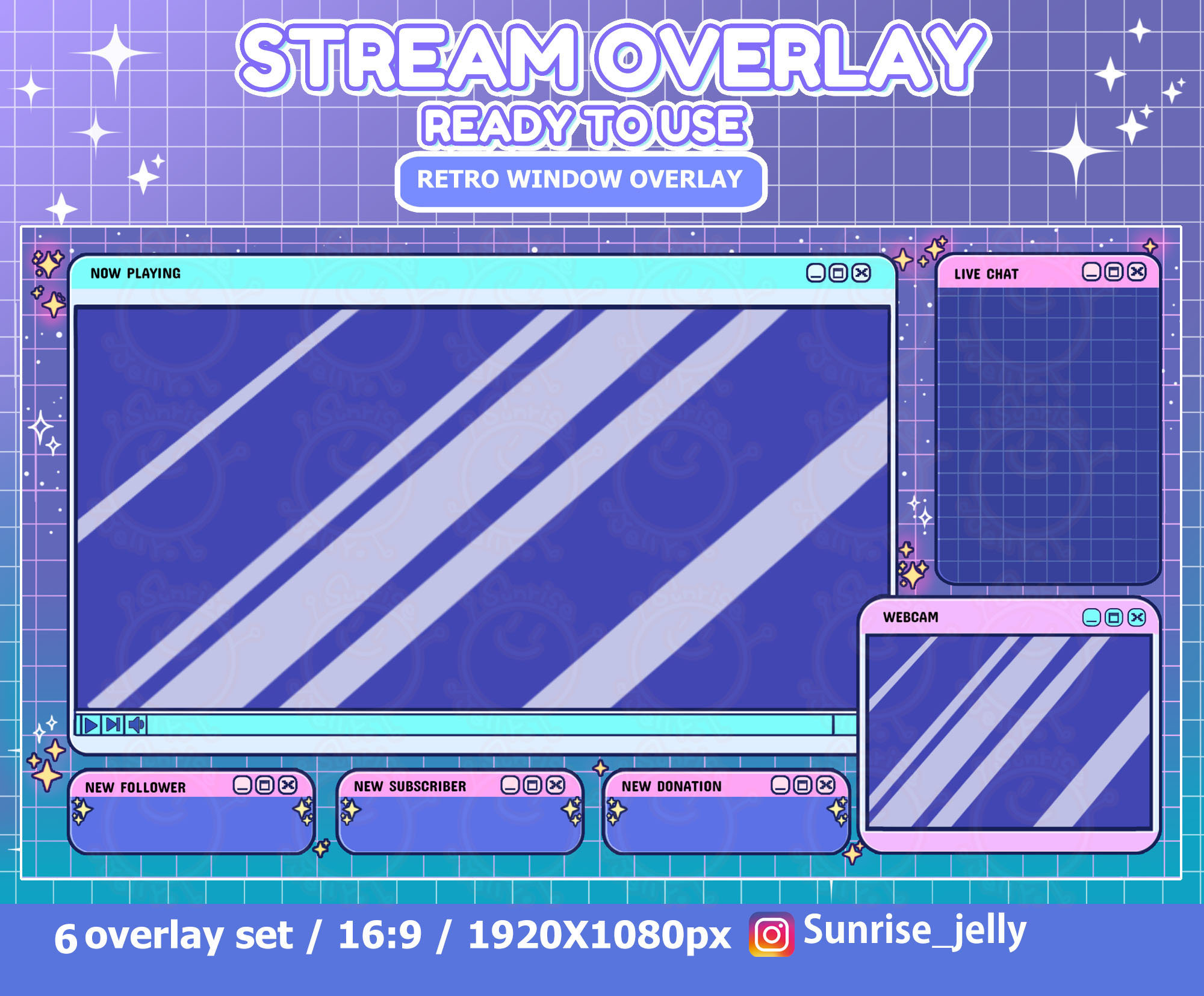 Twitch Stream Overlay / Retro Windows Theme / Simple / Retro / Etsy
