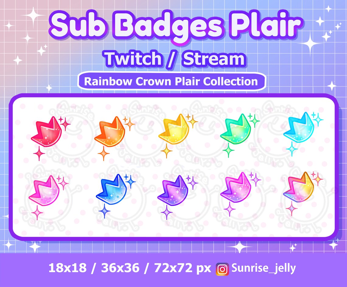 Twitch Sub Badge Flair Rainbow Crown Flair Collection / | Etsy