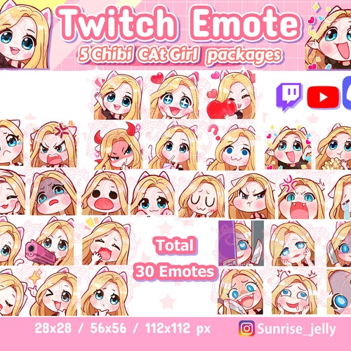 Blonde Hair Girl Emotes Pack for Twitch Youtube Streamers or - Etsy