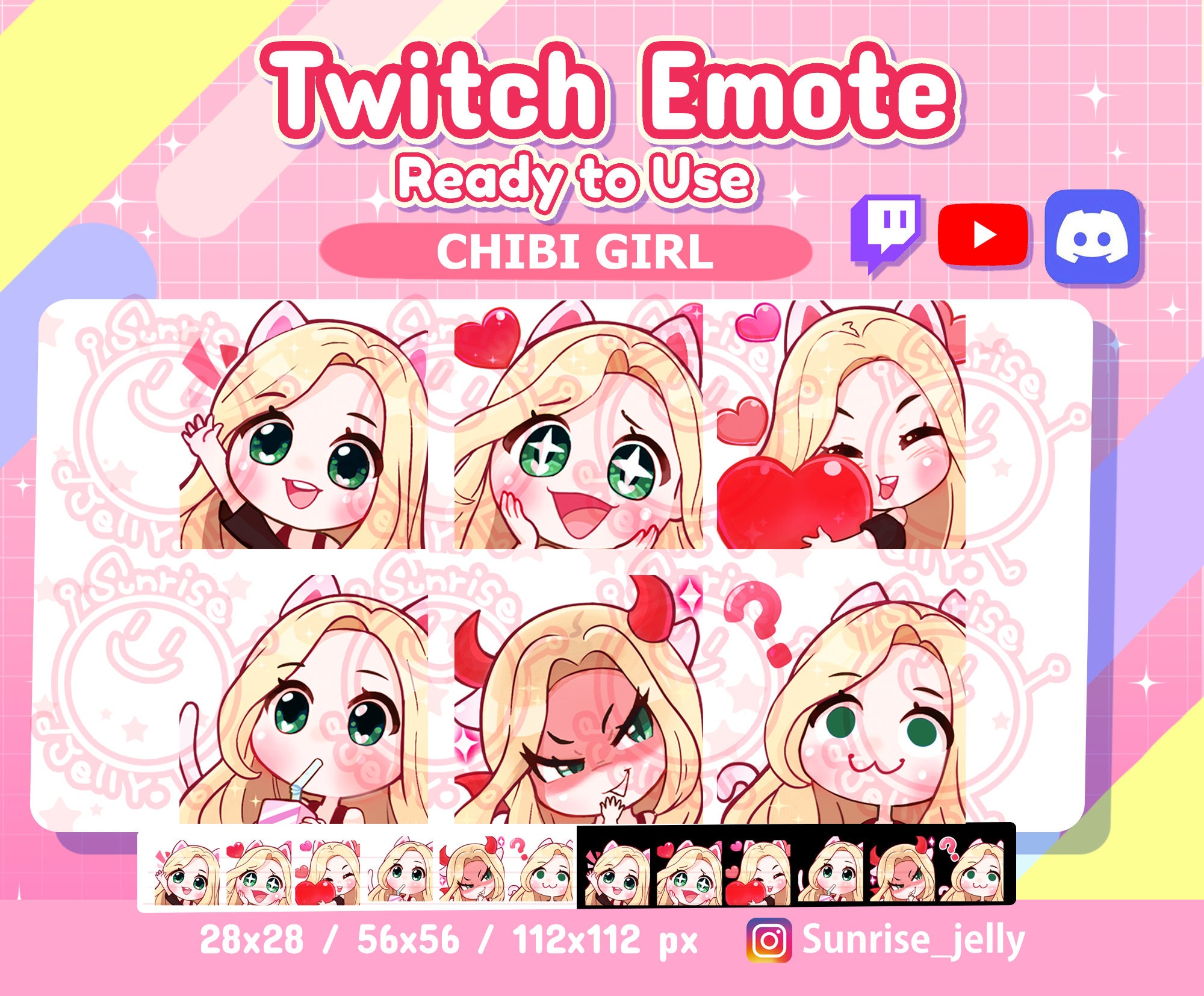 Twitch Emotes MEGA Pack / Platinum Blond Hair Green Eyes / | Etsy