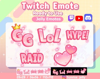 Twitch Emotes - Cute Jelly collection / Badges / GG / LOL / HYPE / Kawaii / Streamer / Pastel /youtube emotes / Discord