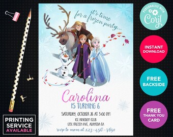 Frozen Birthday Girl Invitation Photo Editable Template Instant ...