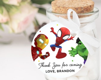 Spidey and His Amazing Friends Birthday Favor Tag Boy Superhero Party Decoration Thank You Tags Gift Tags Printable Editable Template