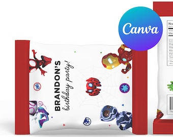 Spidey and His Amazing Friends Birthday Chip Bags Boy Superhero Party Decoration Digital Printable Editable Template Instant Download