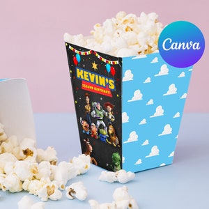 Two Infinity and Beyond Toy Story Birthday Popcorn Bags Woody Buzz Toy Kids Party Candy Box Digital Printable Editable Template