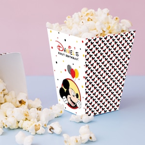 Mickey Mouse First Birthday Popcorn Bags Boy Mickey 1st Birthday Party Decoration Candy Box Digital Printable Editable Template