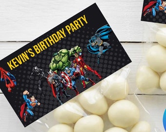 Superheld verjaardag tas topper jongen Avengers feestdecoratie digitale afdrukbare bewerkbare sjabloon direct downloaden