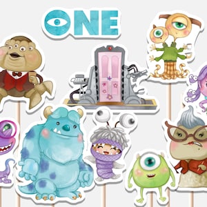 Monsters University Centerpieces First Birthday Decoration Boo Our Little Monster Is Turning One Sully Cutouts Cake Topper Printable Digital