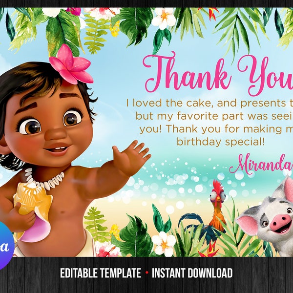 Moana Thank You Digital - Etsy