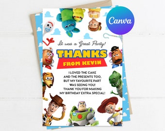 Two Infinity and Beyond Thank You Card Birthday Party Toy Story Woody Toy Kids Party Printable Editable Template Digital Printed Gift Tag