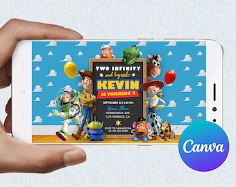 Two Infinity and Beyond Toy Story Birthday Invitation Woody Buzz Toy Kids Invite Mobile Phone Electronic Email SMS Digital Editable Template