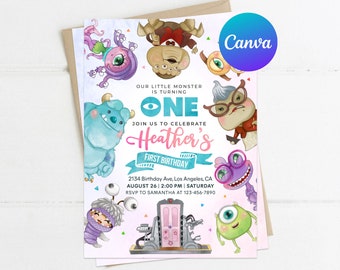 Our Little Monster Is Turning One Invitation First Birthday Invite Monsters University Editable Template Instant Download Digital Printed