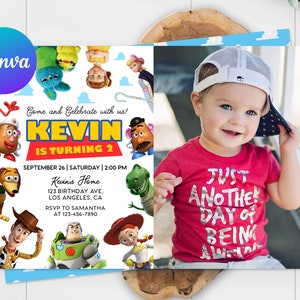 Two Infinity and Beyond Birthday Invitation Photo Picture Toy Story Woody Buzz Decor Printable Editable Template Digital or Printed Invite