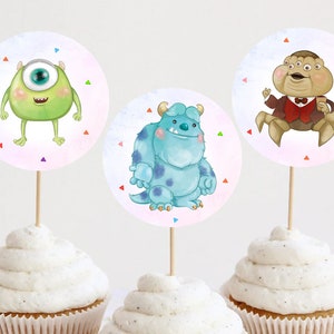 Monsters University First Birthday Cupcake Toppers Decoration Boo Our Little Monster Is Turning One Sully Mike Decor Printable Digital