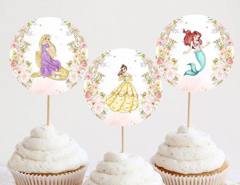 Princess First Birthday Cupcake Toppers Decoration Gold Royal Rose Girl ...