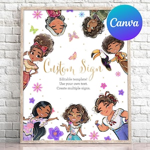 Encanto Birthday Custom Sign Girl Party Decoration Outdoor Yard Sign Digital Editable Template Printable