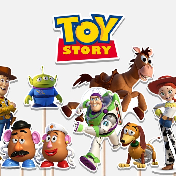 Unendlich und Darüber hinaus Toy Story Mittelstücke Geburtstag Dekoration Woody Buzz Spielzeug Kinder Party Dekor Ausschnitte Kuchen Topper Printable Digital
